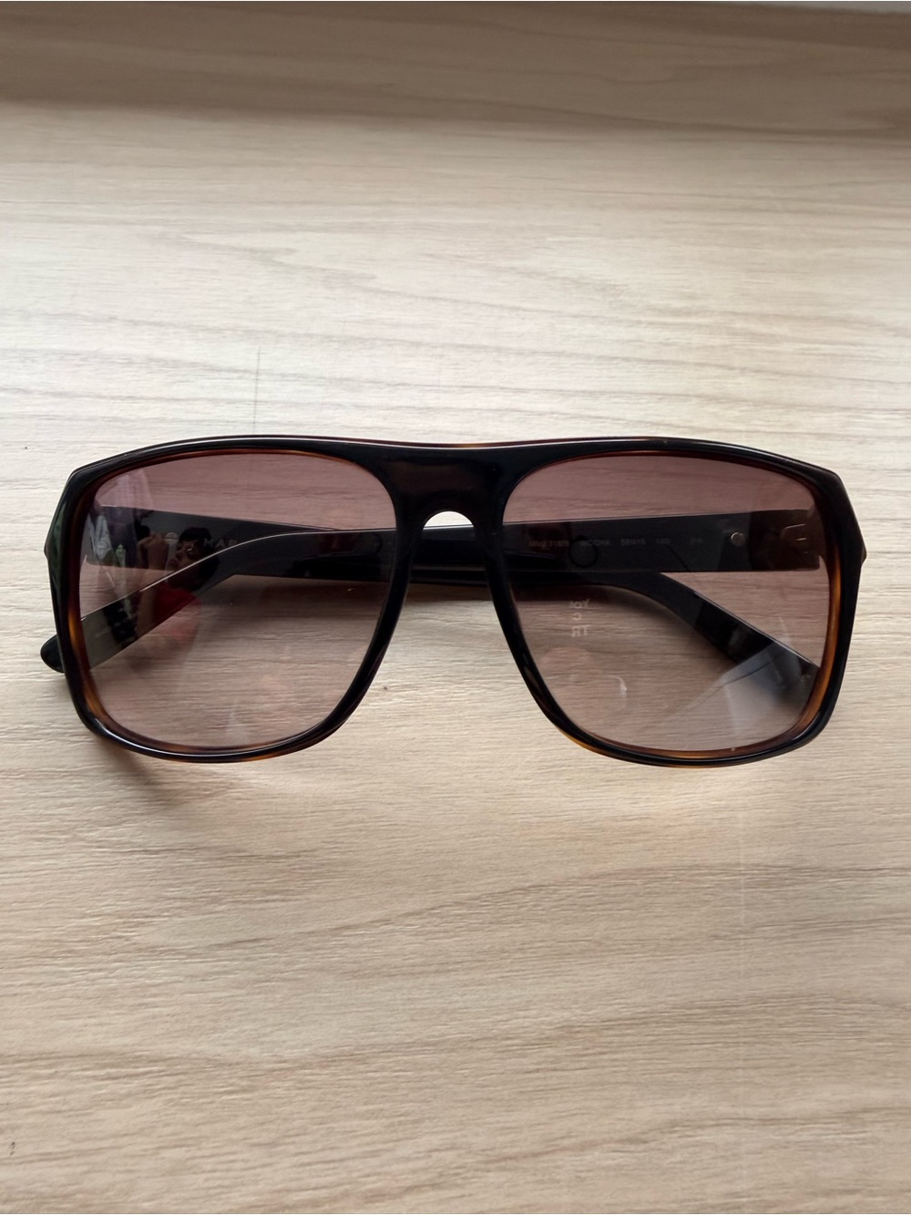 MARC JACOBS Tortoiseshell Square Aviator Sunglasses - Brown Lenses